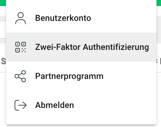 Billbee Zwei-Faktor-Anmeldung: Neues Handy: im Benutzermenü umziehen