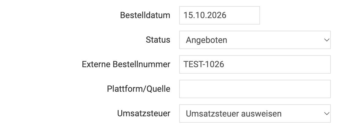Billbee Angebot: Auftrag mit Status „Angeboten" anlegen