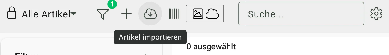 Billbee Artikelimport: In der Artikelübersicht „Artikel importieren"