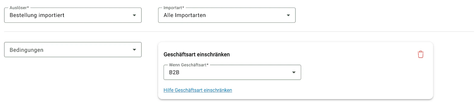 Billbee E-Rechnung: E-Rechnung nur für Geschäftskunden – per Regel