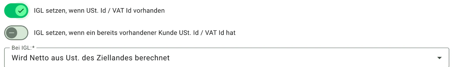 Billbee innergemeinschaftliche Lieferung: IGL automatisch setzen, wenn eine USt-ID da ist