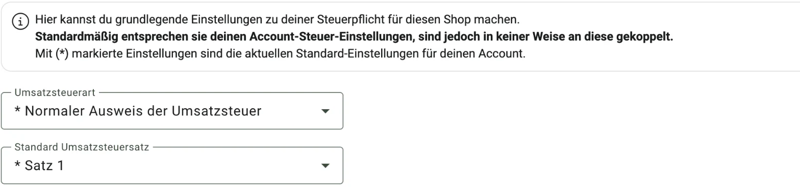 Billbee Wechsel Regelbesteuerung: Jeden Shop einzeln umstellen