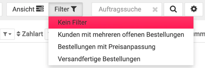 Billbee Bestellungen nicht sichtbar: Den Knopf „Filter" auf „Kein Filter" stellen