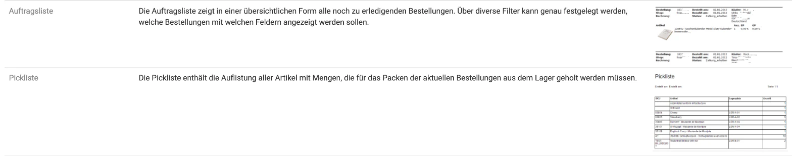 Billbee Pickliste: Bericht „Pickliste" öffnen