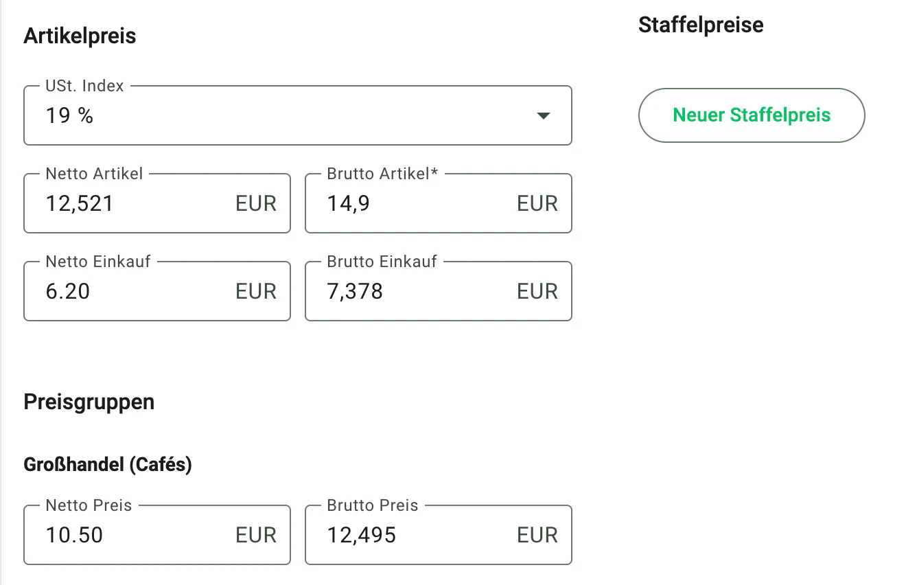 Billbee Preise: Netto, Brutto und Einkaufspreis