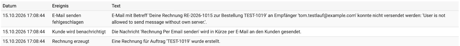 Billbee Rechnung per Mail: Im Verlauf kontrollieren