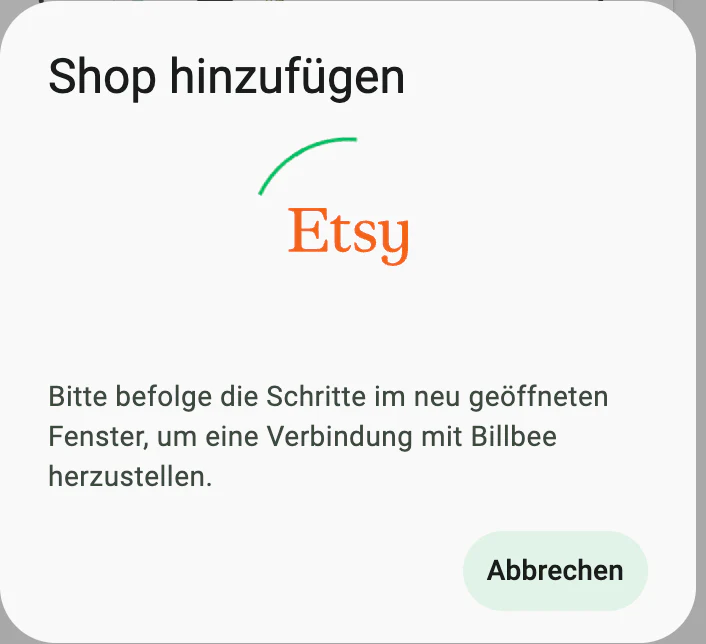 Billbee Shop verbinden: Das Verbindungsfenster suchen