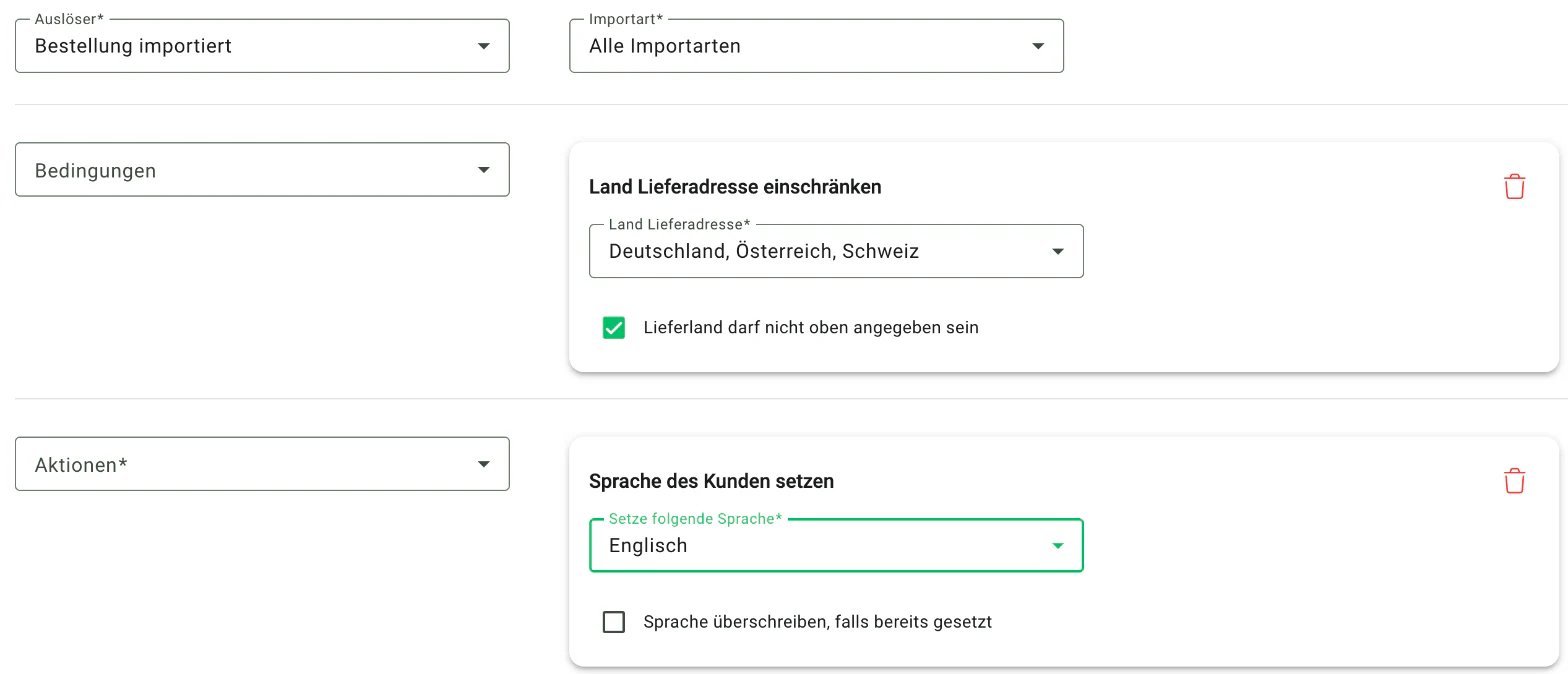 Billbee Sprache Englisch: Sprache des Kunden per Regel setzen