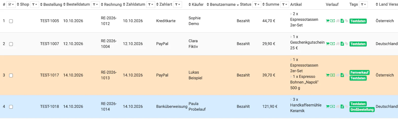 Billbee Tags und Farben: So sieht es aus