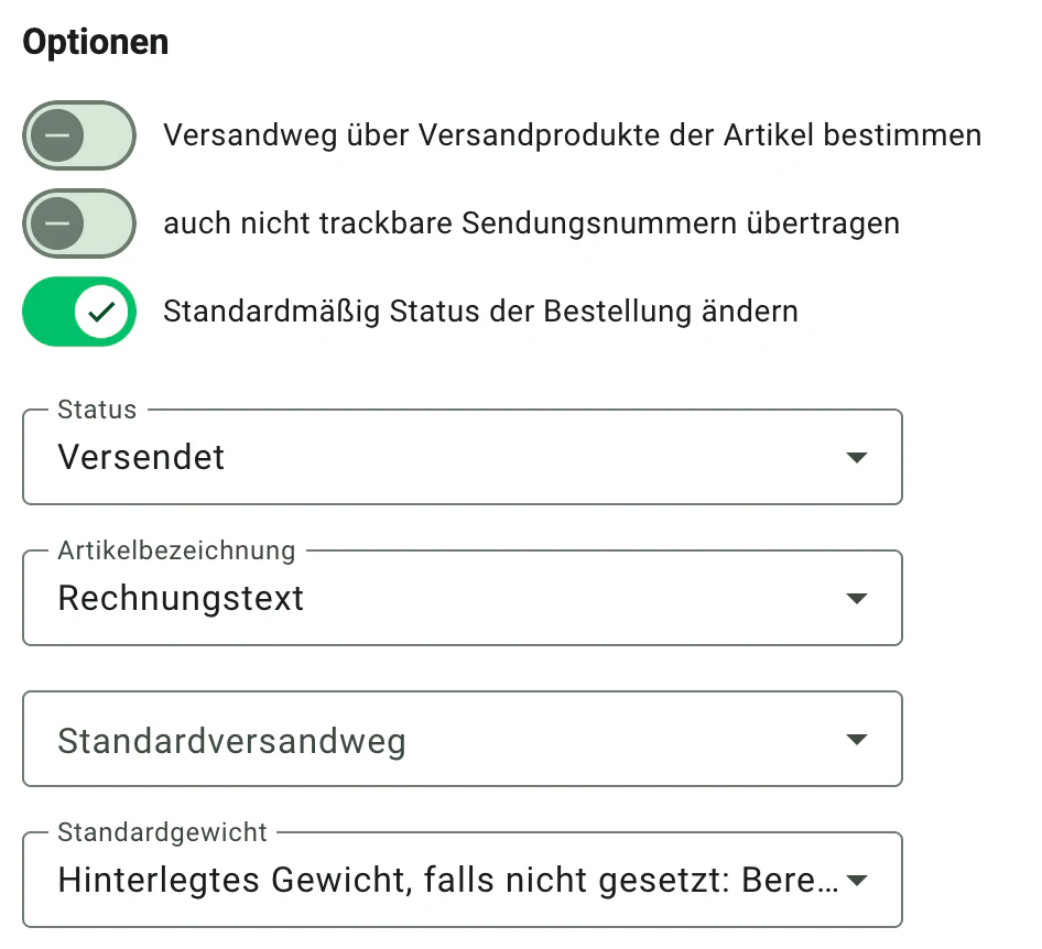 Billbee Verpackungstyp: Standardgewicht im Versandweg