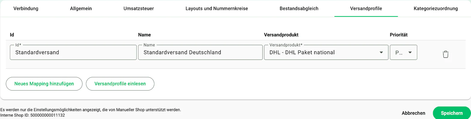 Billbee Versandart automatisch: Versandprofil aus dem Shop zuordnen