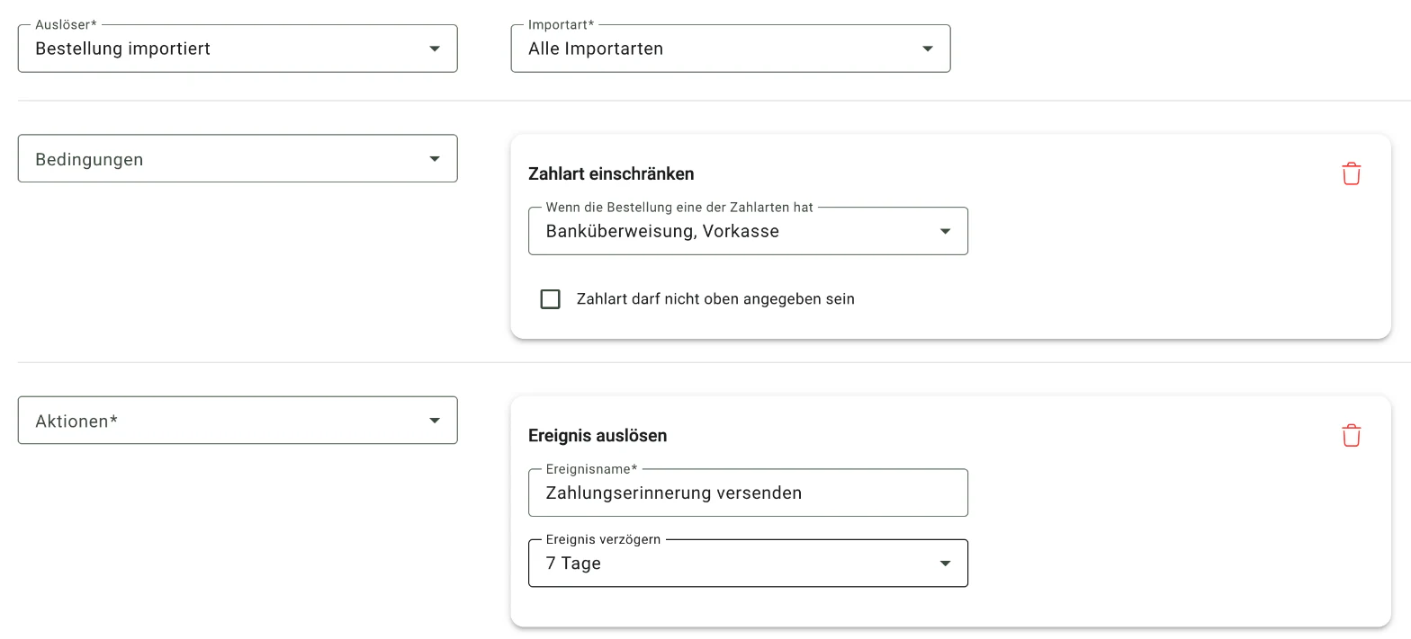Billbee Zahlungserinnerung: Termin beim Import vormerken
