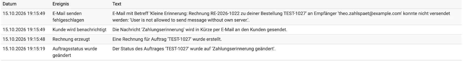 Billbee Zahlungserinnerung: Im Verlauf prüfen